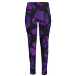 Purple Crystal Cosmic Galaxy Space Print High-Waisted Pocket Leggings
