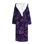 Purple Crystal Cosmic Galaxy Space Print Hooded Bathrobe