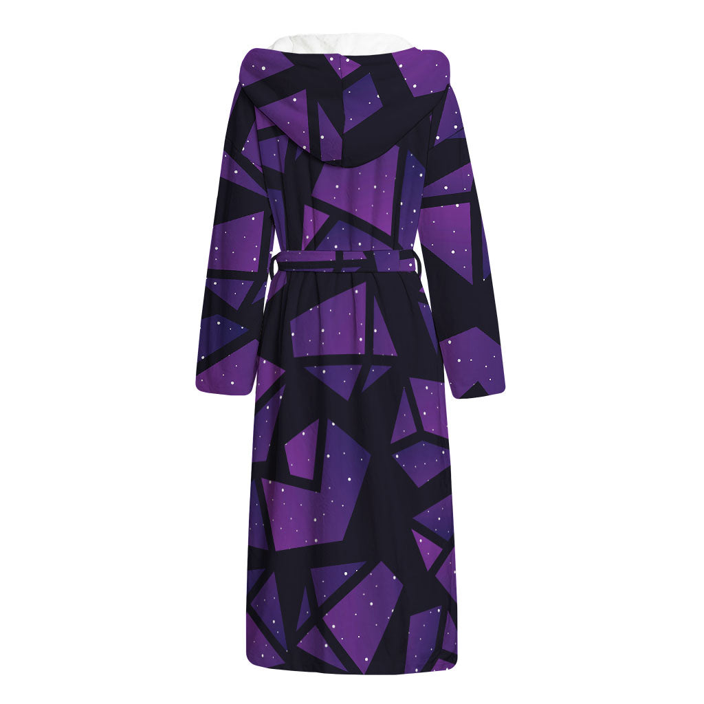Purple Crystal Cosmic Galaxy Space Print Hooded Bathrobe