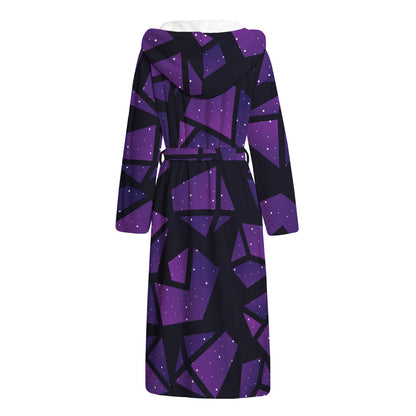 Purple Crystal Cosmic Galaxy Space Print Hooded Bathrobe