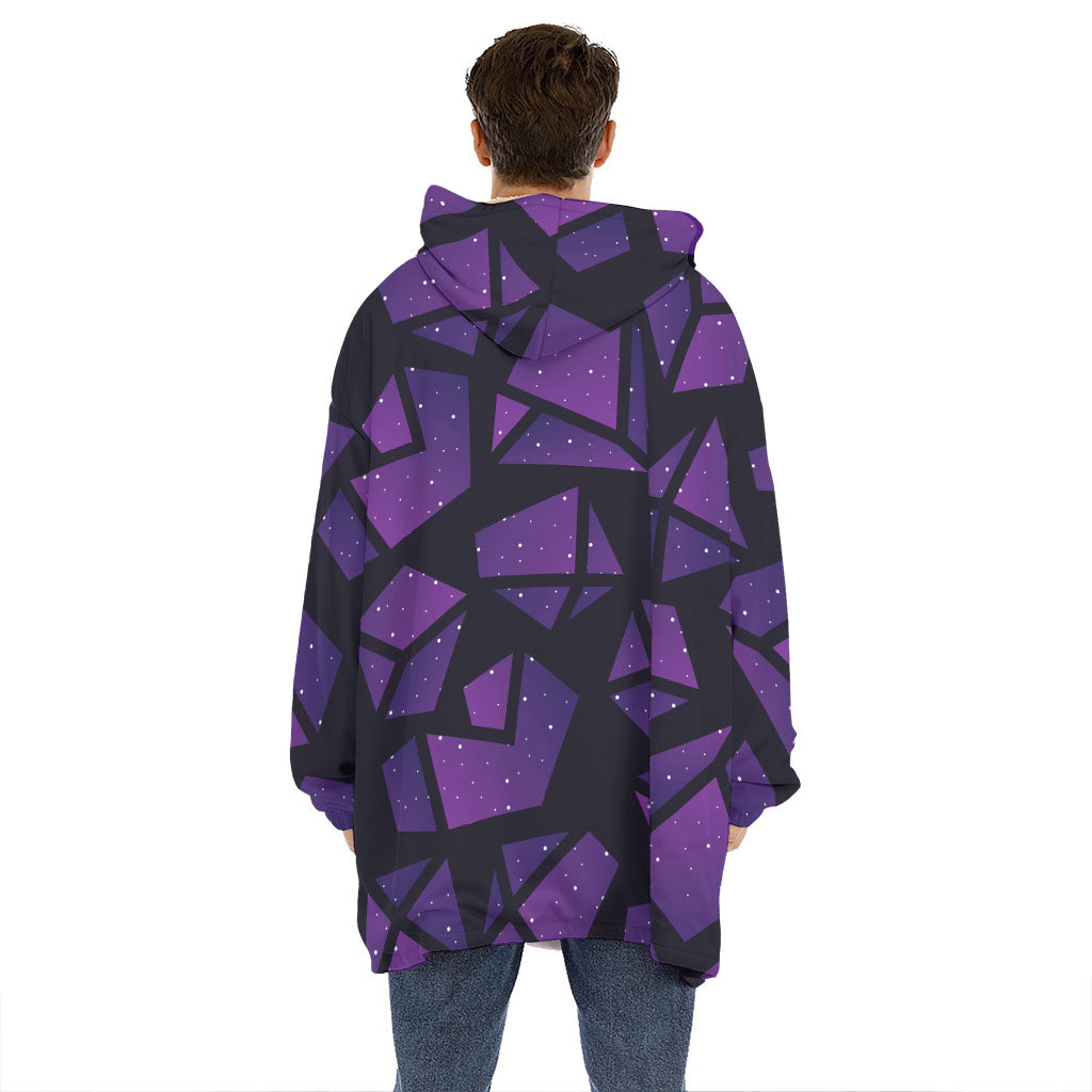 Purple Crystal Cosmic Galaxy Space Print Hoodie Blanket