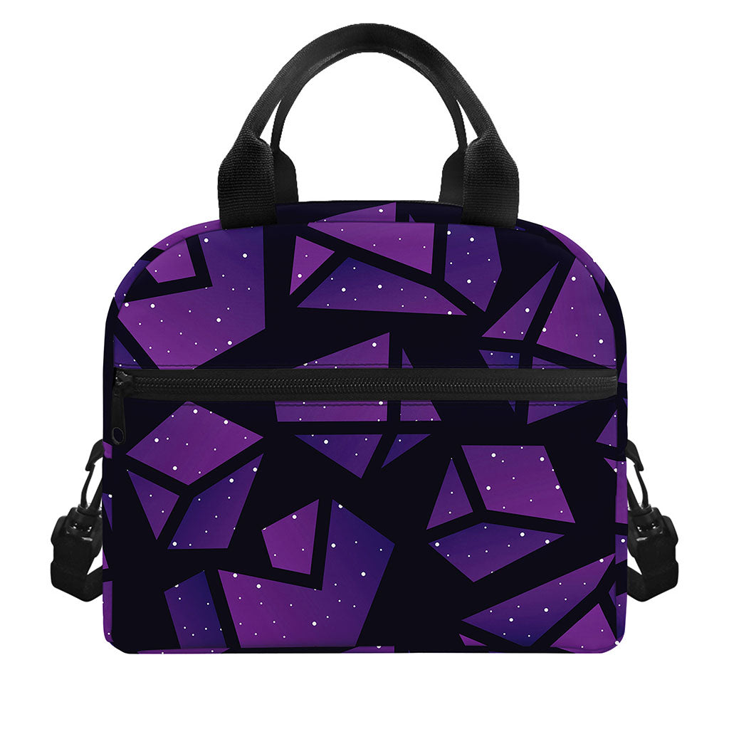 Purple Crystal Cosmic Galaxy Space Print Insulated Lunch Bag