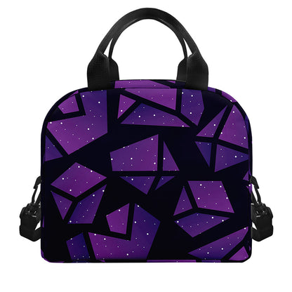 Purple Crystal Cosmic Galaxy Space Print Insulated Lunch Bag