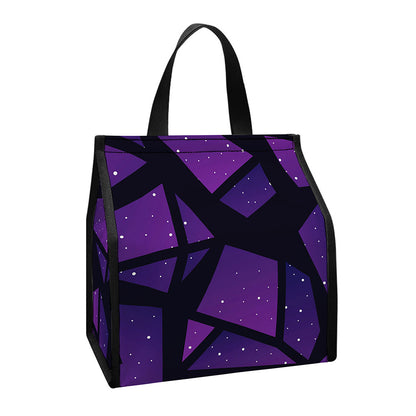 Purple Crystal Cosmic Galaxy Space Print Insulated Lunch Tote