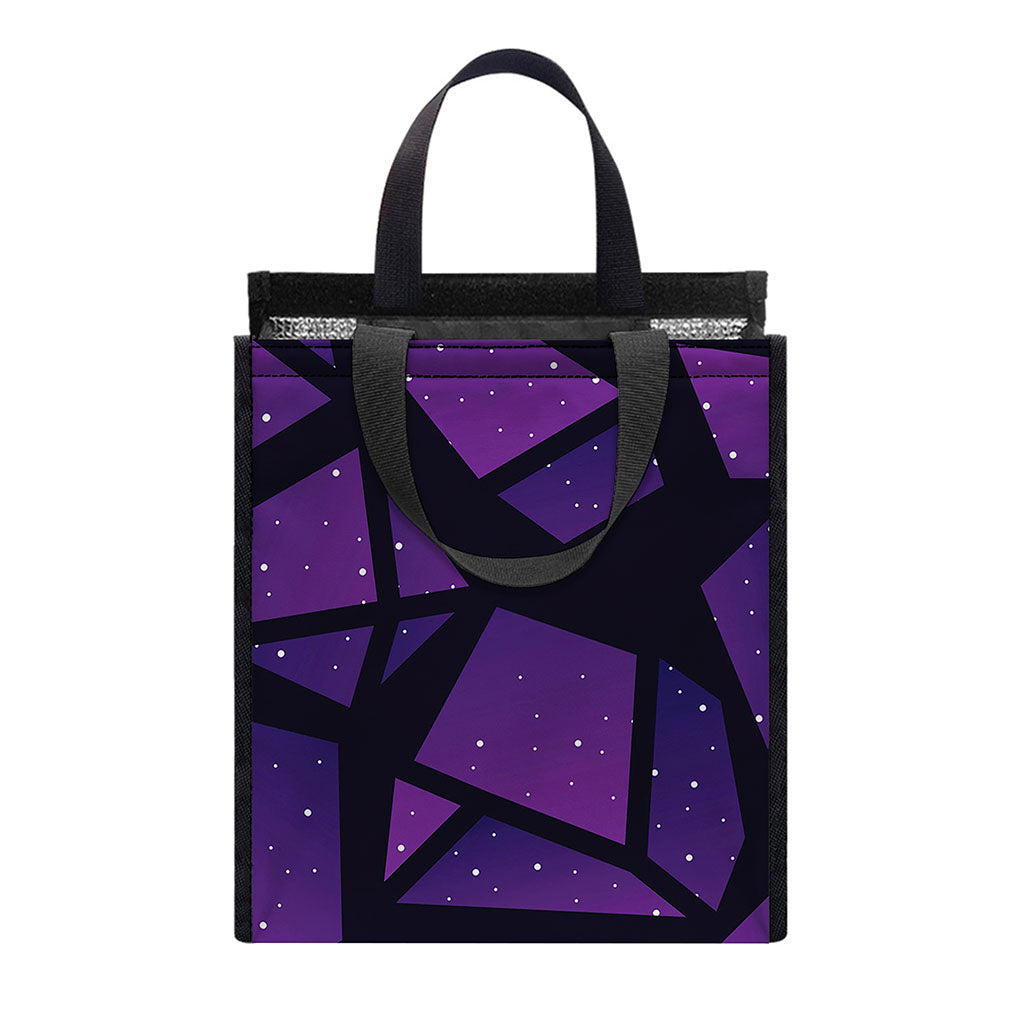 Purple Crystal Cosmic Galaxy Space Print Insulated Lunch Tote