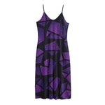 Purple Crystal Cosmic Galaxy Space Print Jersey Midi Cami Dress
