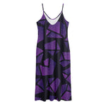 Purple Crystal Cosmic Galaxy Space Print Jersey Midi Cami Dress