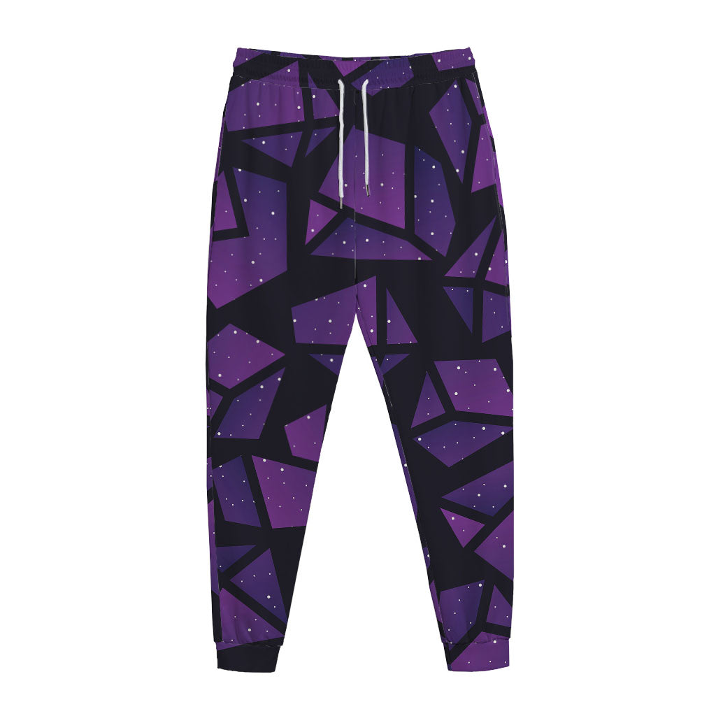 Purple Crystal Cosmic Galaxy Space Print Jogger Pants