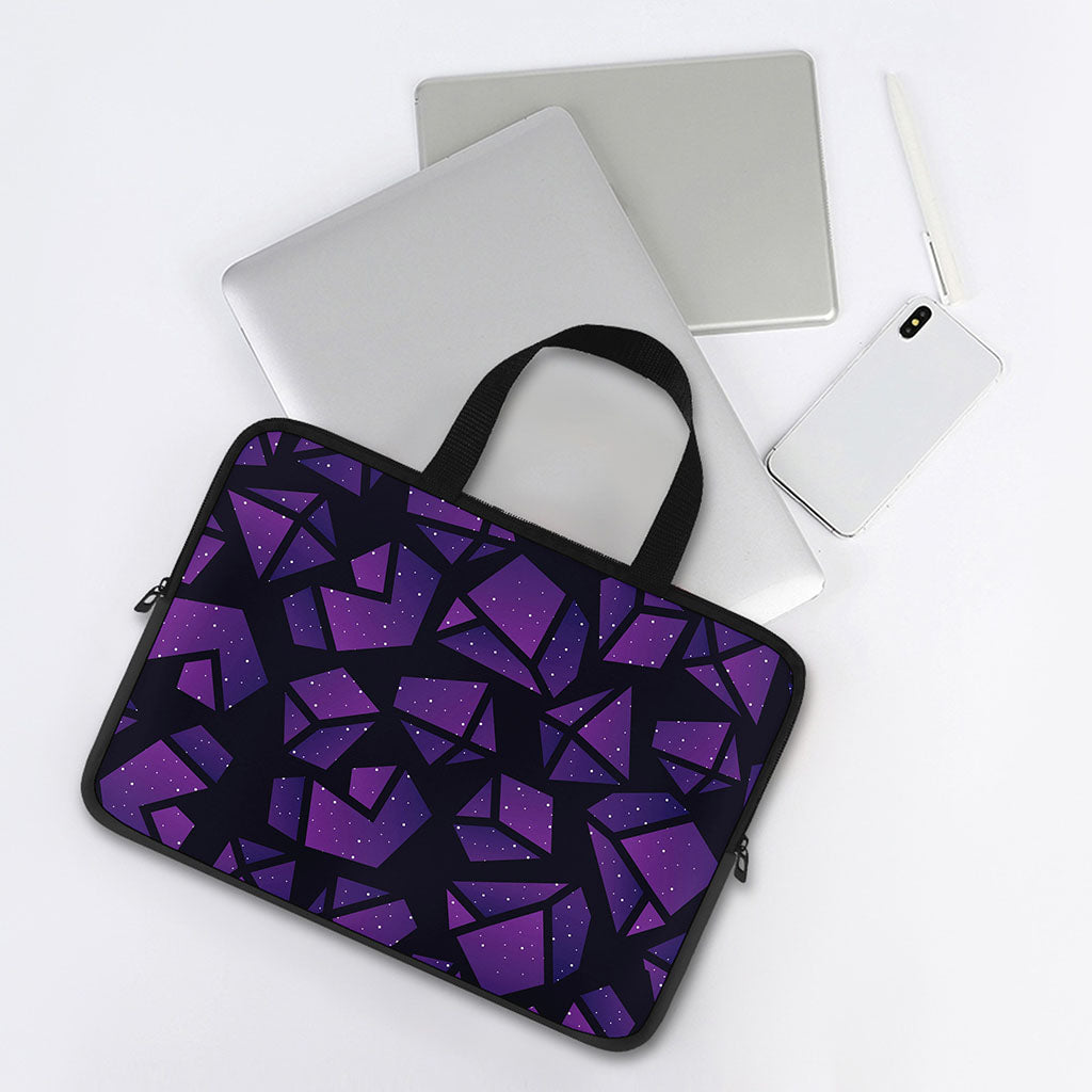 Purple Crystal Cosmic Galaxy Space Print Laptop Sleeve With Handle
