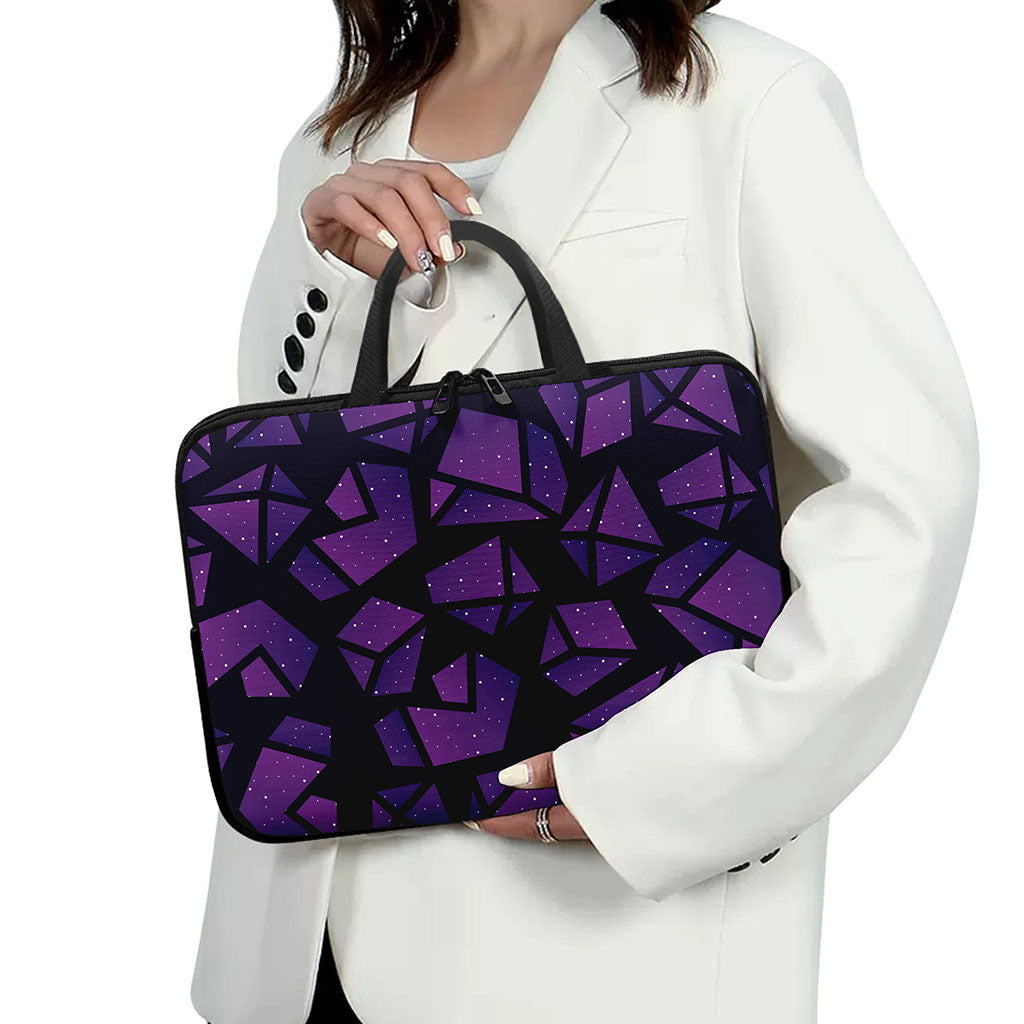 Purple Crystal Cosmic Galaxy Space Print Laptop Sleeve With Handle