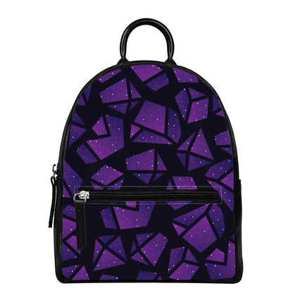 Purple Crystal Cosmic Galaxy Space Print Leather Backpack