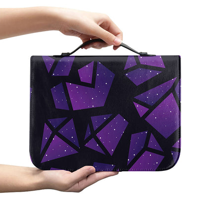 Purple Crystal Cosmic Galaxy Space Print Leather Bible Cover