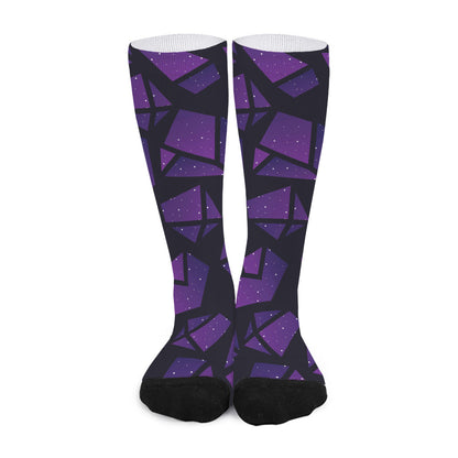 Purple Crystal Cosmic Galaxy Space Print Long Socks