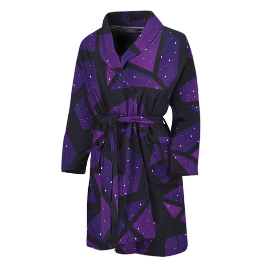 Purple Crystal Cosmic Galaxy Space Print Men's Bathrobe