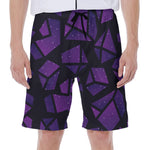 Purple Crystal Cosmic Galaxy Space Print Men's Beach Shorts