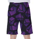 Purple Crystal Cosmic Galaxy Space Print Men's Beach Shorts