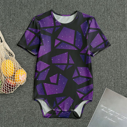 Purple Crystal Cosmic Galaxy Space Print Men's Bodysuit
