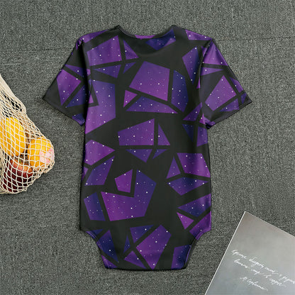 Purple Crystal Cosmic Galaxy Space Print Men's Bodysuit