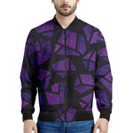 Purple Crystal Cosmic Galaxy Space Print Men's Bomber Jacket