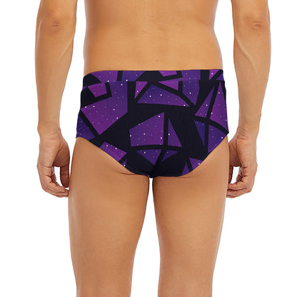 Purple Crystal Cosmic Galaxy Space Print Men's Briefs