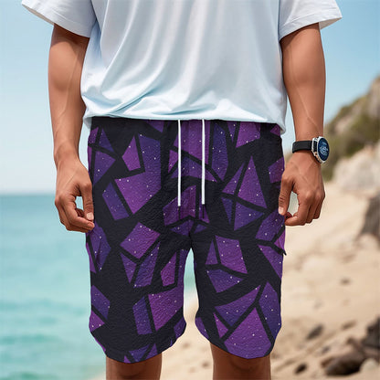 Purple Crystal Cosmic Galaxy Space Print Men's Cargo Shorts