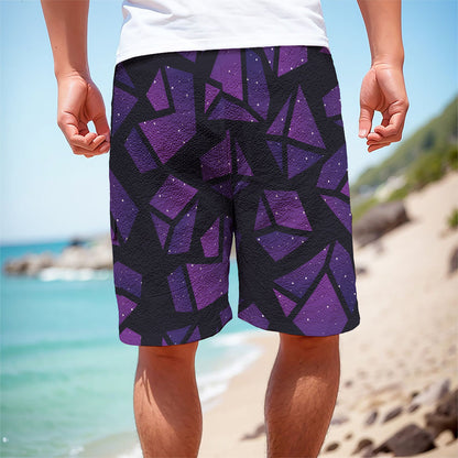 Purple Crystal Cosmic Galaxy Space Print Men's Cargo Shorts