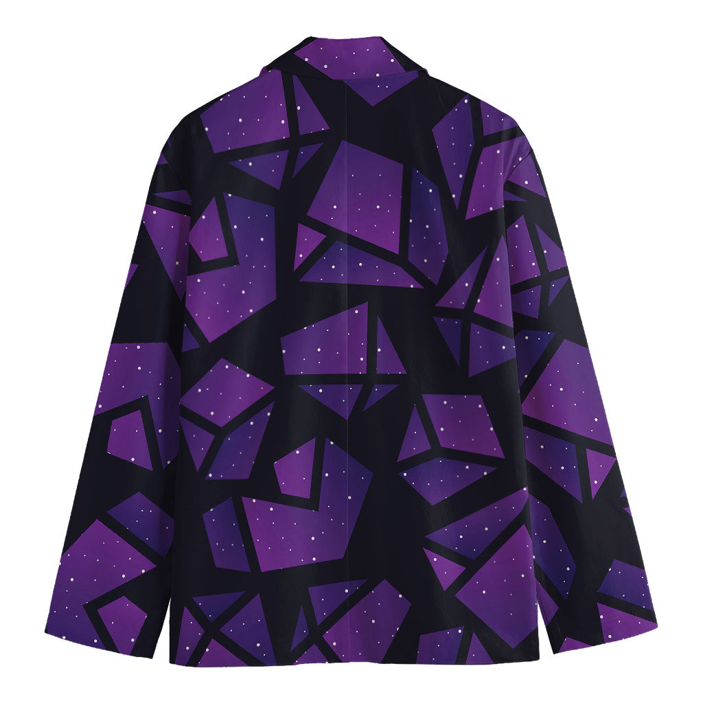 Purple Crystal Cosmic Galaxy Space Print Men's Cotton Blazer
