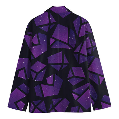 Purple Crystal Cosmic Galaxy Space Print Men's Cotton Blazer