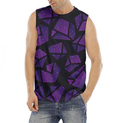 Purple Crystal Cosmic Galaxy Space Print Men's Fitness Tank Top