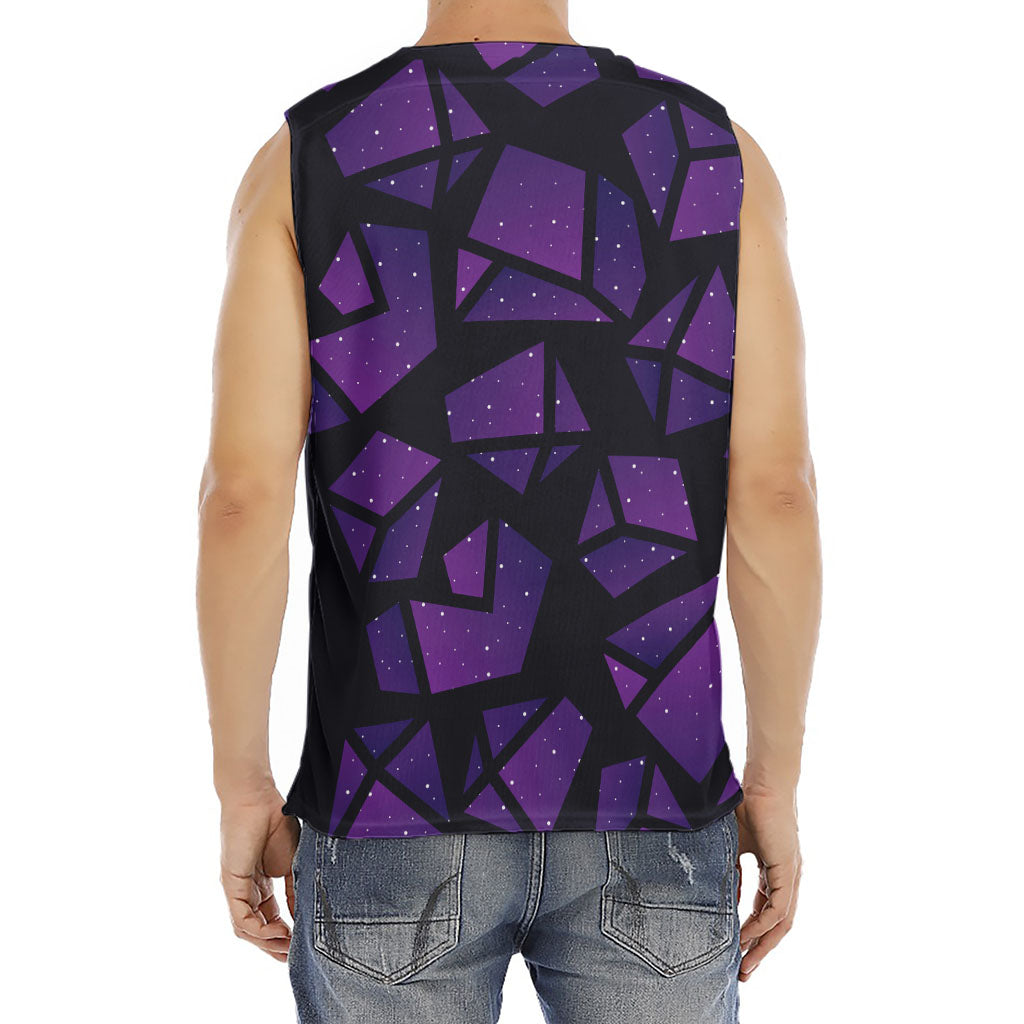 Purple Crystal Cosmic Galaxy Space Print Men's Fitness Tank Top