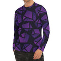 Purple Crystal Cosmic Galaxy Space Print Men's Long Sleeve Rash Guard