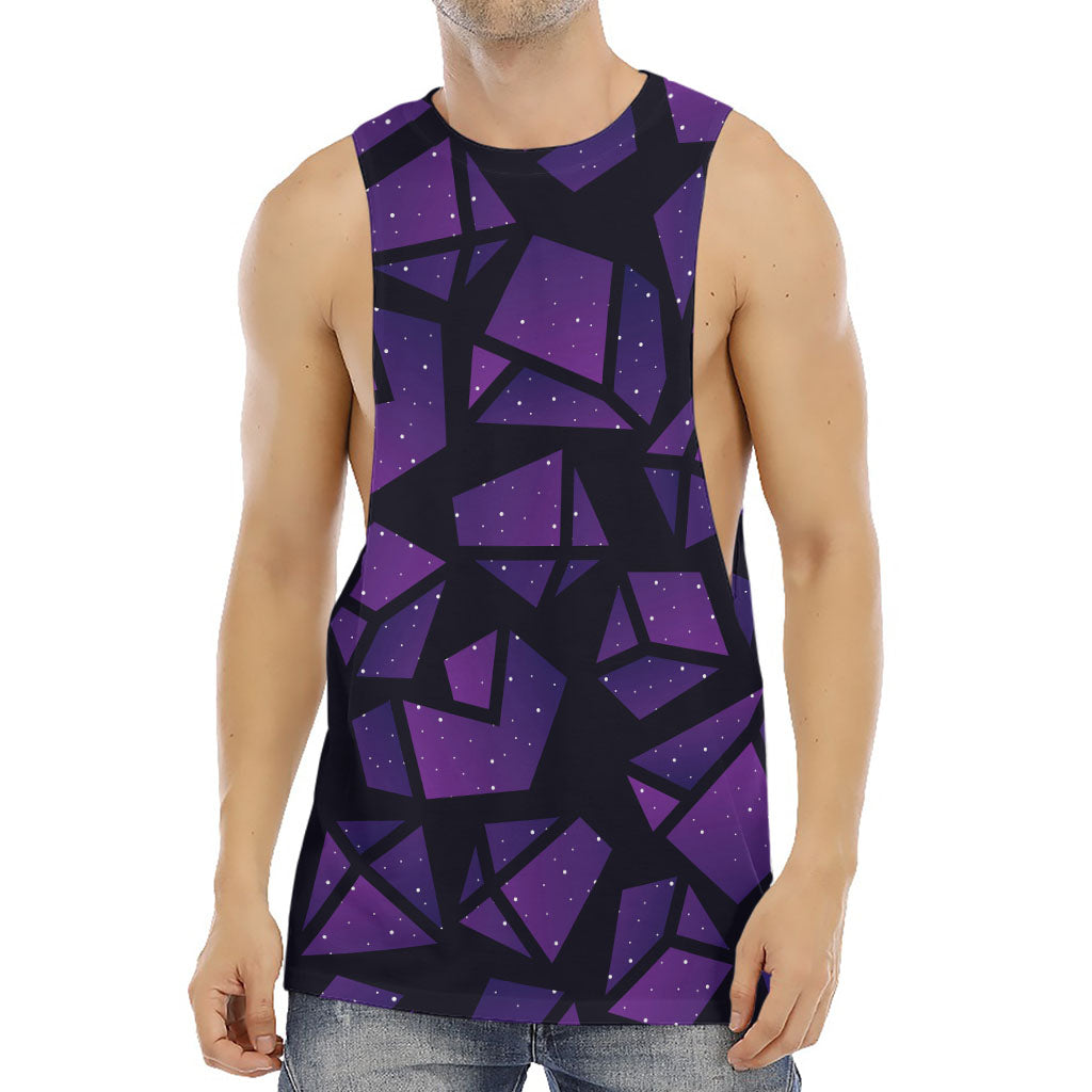 Purple Crystal Cosmic Galaxy Space Print Men's Muscle Tank Top