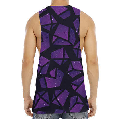 Purple Crystal Cosmic Galaxy Space Print Men's Muscle Tank Top