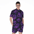 Purple Crystal Cosmic Galaxy Space Print Men's Romper
