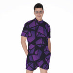 Purple Crystal Cosmic Galaxy Space Print Men's Rompers