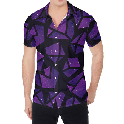 Purple Crystal Cosmic Galaxy Space Print Men's Shirt