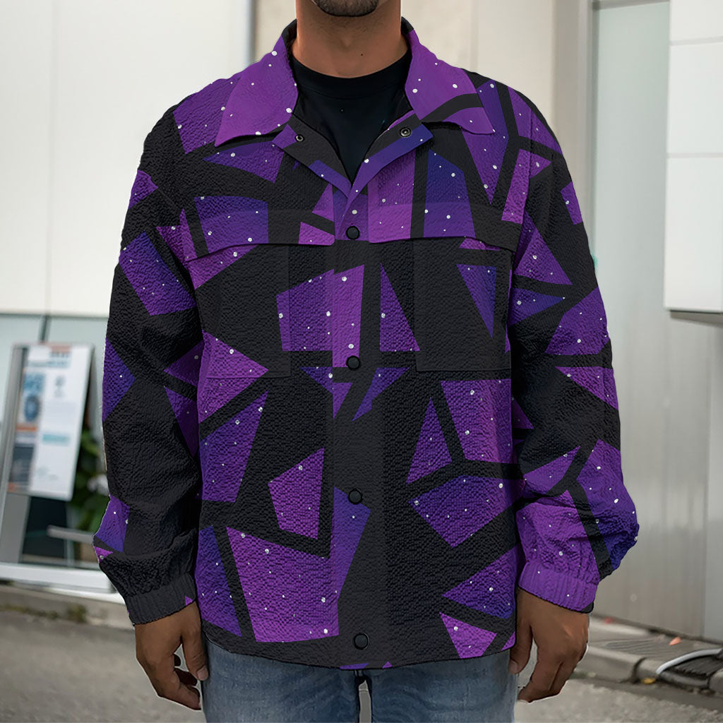 Purple Crystal Cosmic Galaxy Space Print Men's Shirt Jacket