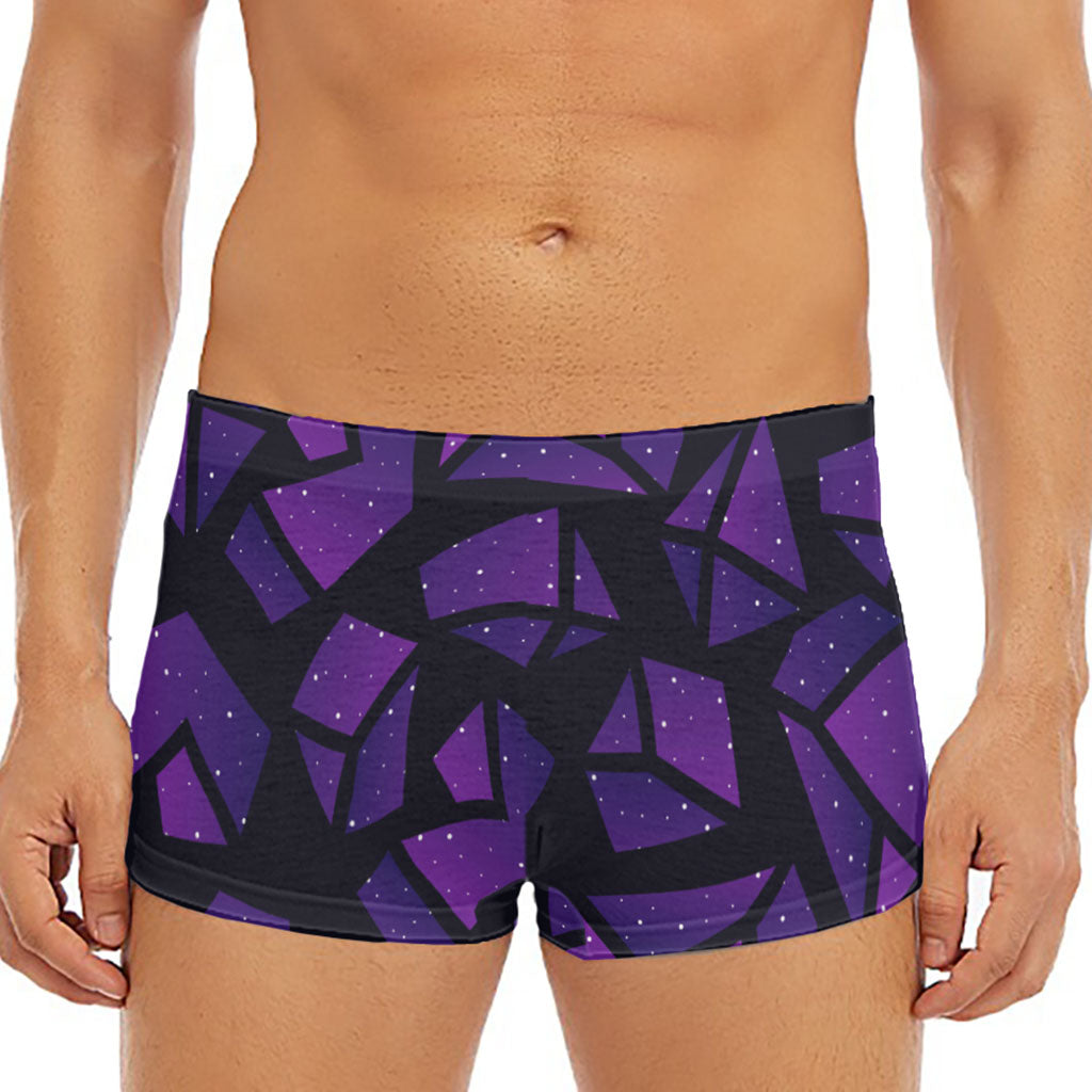 Purple Crystal Cosmic Galaxy Space Print Men's Short Boxer Briefs