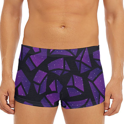 Purple Crystal Cosmic Galaxy Space Print Men's Short Boxer Briefs