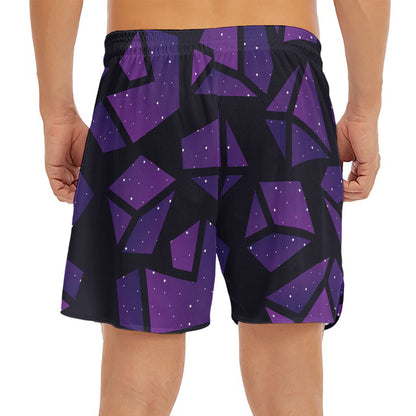 Purple Crystal Cosmic Galaxy Space Print Men's Split Running Shorts
