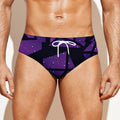 Purple Crystal Cosmic Galaxy Space Print Men's Swim Briefs