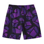 Purple Crystal Cosmic Galaxy Space Print Men's Swim Trunks