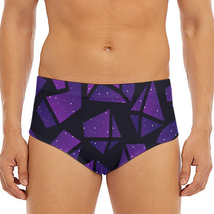 Purple Crystal Cosmic Galaxy Space Print Men's Triangle Swim Briefs