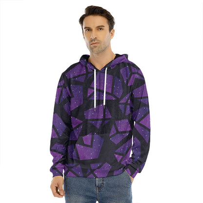 Purple Crystal Cosmic Galaxy Space Print Men's Velvet Pullover Hoodie