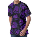 Purple Crystal Cosmic Galaxy Space Print Men's Velvet T-Shirt