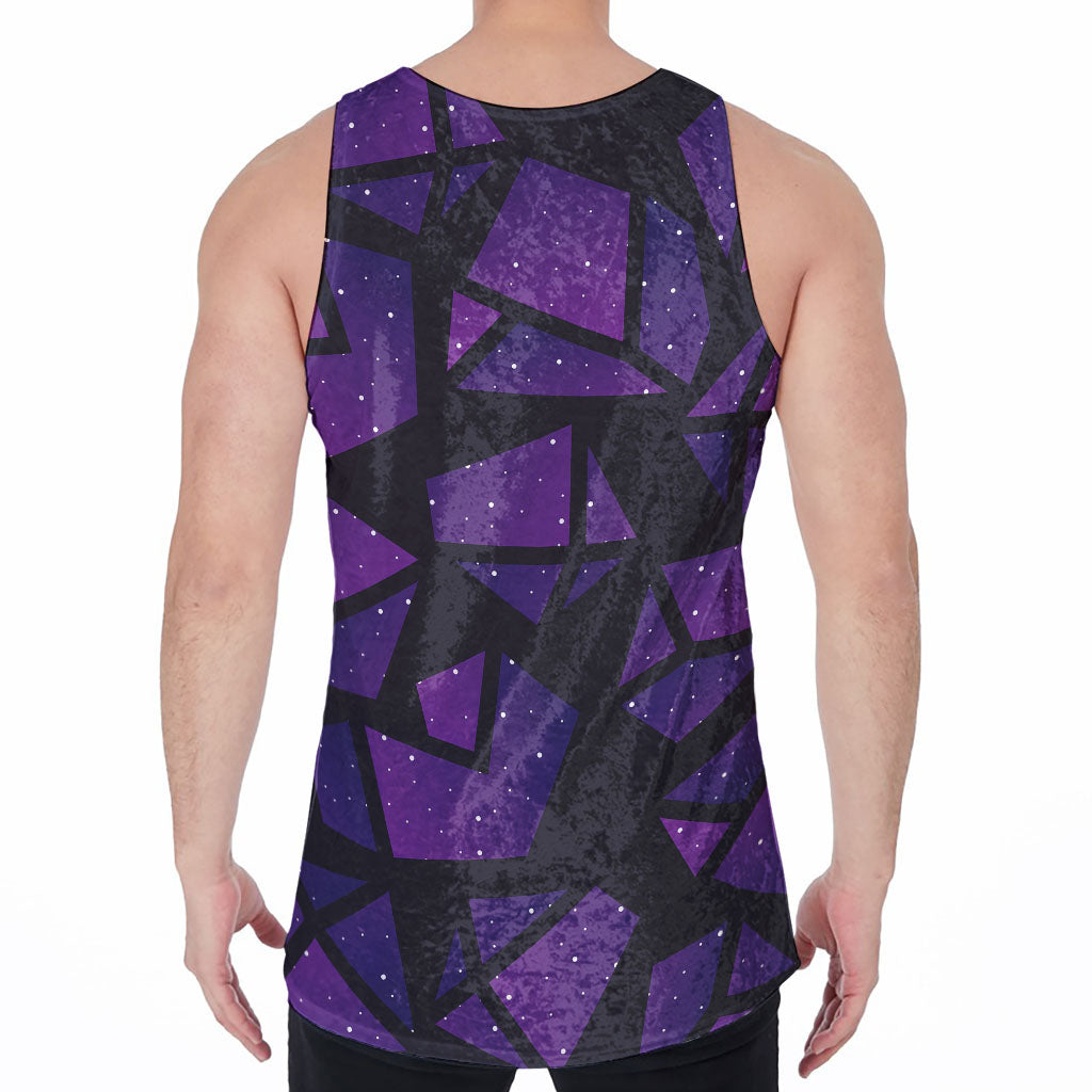 Purple Crystal Cosmic Galaxy Space Print Men's Velvet Tank Top