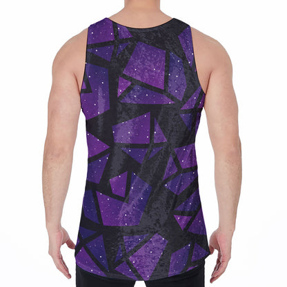 Purple Crystal Cosmic Galaxy Space Print Men's Velvet Tank Top