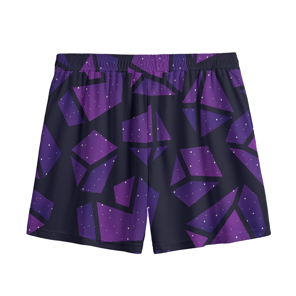 Purple Crystal Cosmic Galaxy Space Print Mesh Shorts