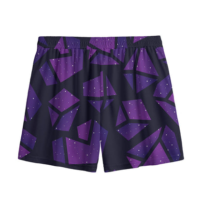 Purple Crystal Cosmic Galaxy Space Print Mesh Shorts