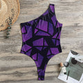 Purple Crystal Cosmic Galaxy Space Print One Shoulder Bodysuit